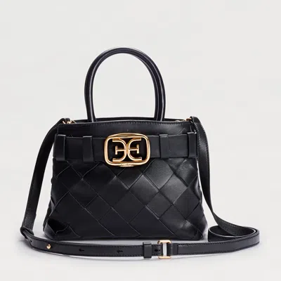 Sam Edelman Cleo Woven Mini Tote Black Leather