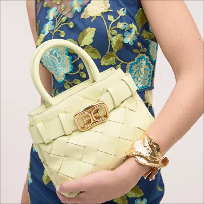 Sam Edelman Cleo Woven Mini Tote Matcha Mist Leather In Green