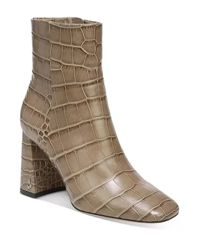 Sam Edelman Codie Boots Women's Brown Leather Block Heel Ankle Bootie Jobb1201