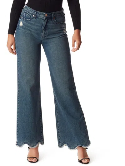 Sam Edelman Codie Womens High Rise Raw Hem Wide Leg Jeans In Multi