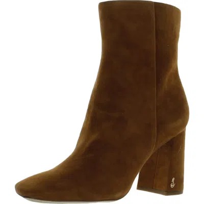 Sam Edelman Codie Womens Padded Insole Square Toe Booties In Brown