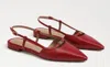 Sam Edelman Cohen Slingback Pointy Toe Flat Scarlet Red Leather In Red