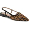 Sam Edelman Slingback Pointy Toe Flat Shoes In Leopard In Granada Tan/ Black