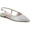Sam Edelman Cohen Pointed Toe Flat In Soft Silver Liquid Metallic