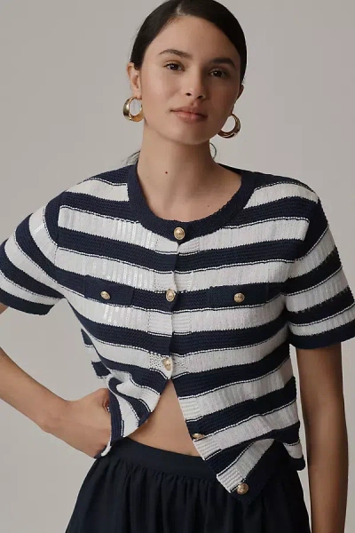 SAM EDELMAN COLLEEN SHORT-SLEEVE CARDIGAN SWEATER