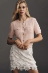 Sam Edelman Colleen Short-sleeve Cardigan Sweater In Pink
