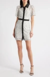Sam Edelman Contrast Trim Floral Lace Mini Shirtdress In Multi
