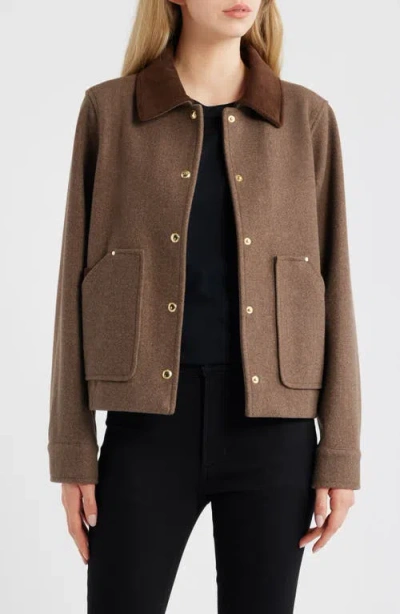 Sam Edelman Corduroy Trim Jacket In Brown