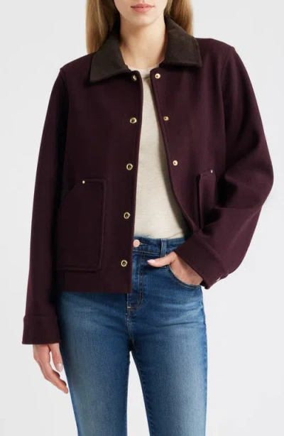 Sam Edelman Corduroy Trim Jacket In Burgundy