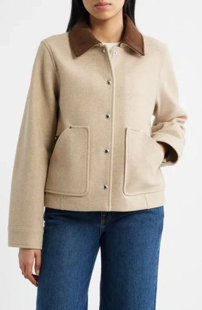 Sam Edelman Corduroy Trim Jacket In Neutral