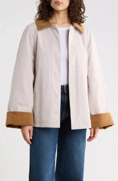 Sam Edelman Corduroy Trim Rain Jacket In Neutral