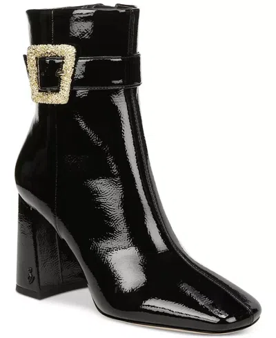 Sam Edelman Corinne Boots Women's Black Square Toe Block Heel Bootie Jobb936