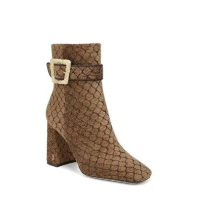 Sam Edelman Corinne Boots Women's Black Square Toe Block Heel Bootie Jobb936 In Brown