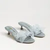 Sam Edelman Corrie Bow Kitten Heel Mule Cape Blue Satin