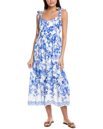 Sam Edelman Corset Bodice Midi Dress In Blue