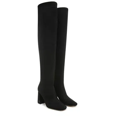 Sam Edelman Cosette Boots Black Suede Squared Toe Block Heel Zap865