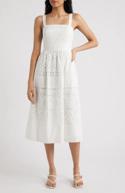 Sam Edelman Cotton Eyelet Midi Dress In White