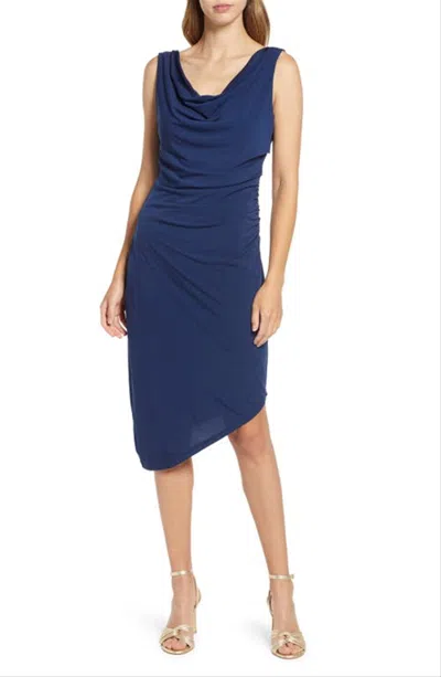Sam Edelman Cowl Neck Cocktail Dress In Navy In Multi
