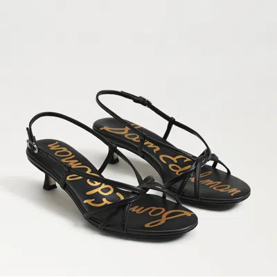 SAM EDELMAN SAM EDELMAN CRESSA STRAPPY KITTEN HEEL SANDAL BLACK LEATHER
