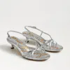 Sam Edelman Cressa Strappy Kitten Heel Sandal Soft Silver Leather In Silver