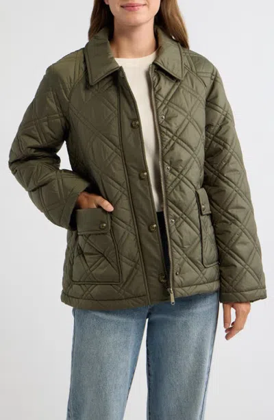 Sam Edelman Crest Quilted Snap Jacket In Green