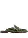Sam Edelman Croc-effect Leather Mules In Green