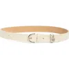 Sam Edelman Croc Embossed Faux Leather Belt In White