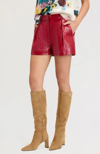 Sam Edelman Croc Embossed Faux Leather Shorts In Cranberry