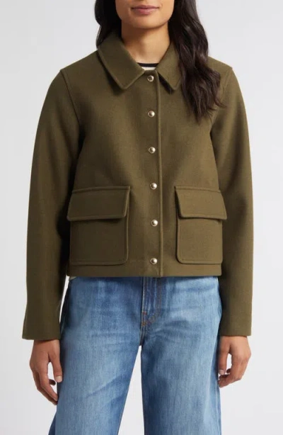 Sam Edelman Crop Utility Jacket In Olive
