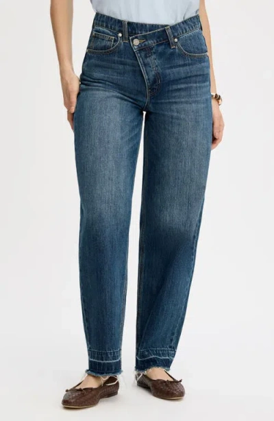 Sam Edelman Crossover Waist Release Hem Taper Leg Jeans In Blue