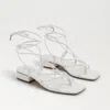 Sam Edelman Daffy Sandals Women's White Leather Square Toe Strappy Gal922 In White