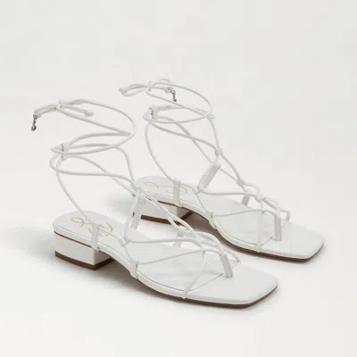 Sam Edelman Daffy Sandals Women's White Leather Square Toe Strappy Gal922