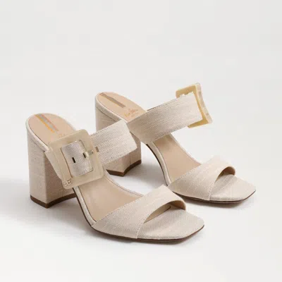 Sam Edelman Dalton Sandals Women's Beige Square Toe Block Heels Jobb526 In Neutral