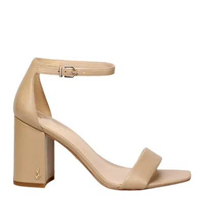 Sam Edelman Daniella Faux Patent-leather Sandals In Beige