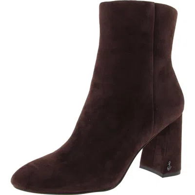 Sam Edelman Daria Womens Leather Solid Mid-calf Boots In Brown