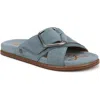 Sam Edelman Darla Buckle Slide Sandal Coastal Blue Suede In Blue