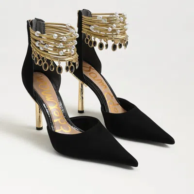 Sam Edelman Darra Ankle Gem Heel Black Suede