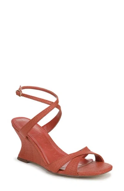 Sam Edelman Davi Ankle Strap Wedge Sandal In Burgundy