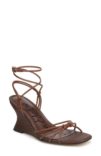 Sam Edelman Daxton Ankle Strap Wedge Sandal In Brown