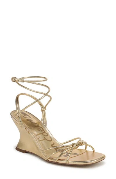 Sam Edelman Daxton Ankle Strap Wedge Sandal In Gold