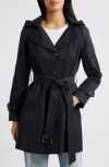 Sam Edelman Db Short Trench Coat In Blue