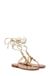 Sam Edelman Deirdre Wrap Sandal Linen Leather In Goldmine