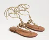 SAM EDELMAN DEIRDRE WRAP SANDAL IN METALLIC GOLD