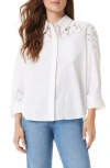Sam Edelman Dorey Oversize Lace Inset Cotton Button-up Shirt In White