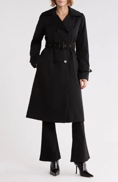 Sam Edelman Double Breasted Belted Trench Coat In Black