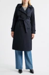 Sam Edelman Double Breasted Belted Trench Coat In Blue