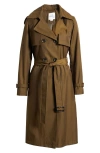 Sam Edelman Double Breasted Belted Trench Coat In Botanic Green