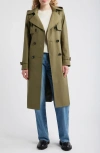 Sam Edelman Double Breasted Belted Trench Coat In Green