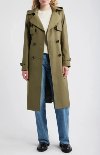 Sam Edelman Double Breasted Belted Trench Coat In Green