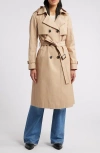 Sam Edelman Water Resistant Double Breasted Trench Coat In Sandshell